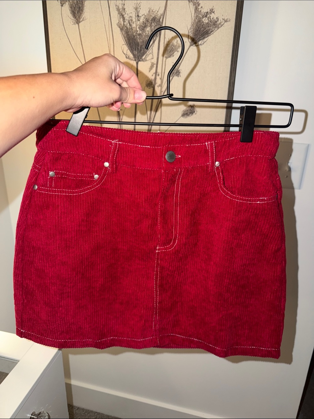 Le Lis Red Corduroy Mini Skirt
